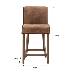 Gallery Tarnby Brown Leather Bar Stool, 2 Pack