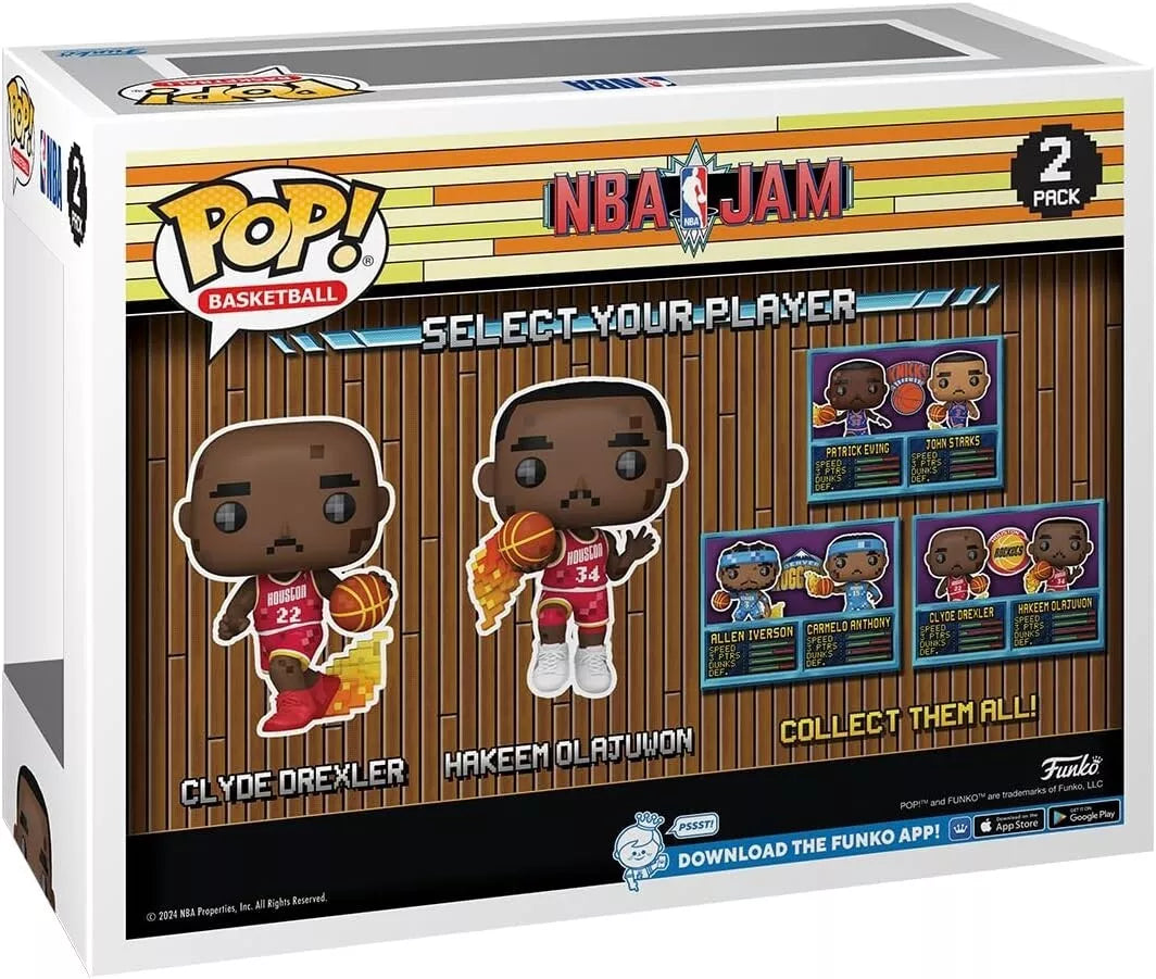 Funko Pop! NBA JAM: Rockets - Clyde Drexler and Hakeem Olajuwon 2-Pack image 3