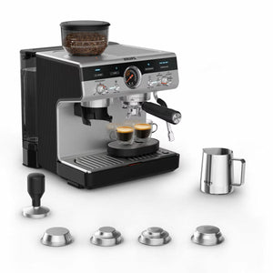 Krups XP801TG0 Precision Steam & Pump Espresso Coffee Machine with Grinder in Black & Stainless Steel
