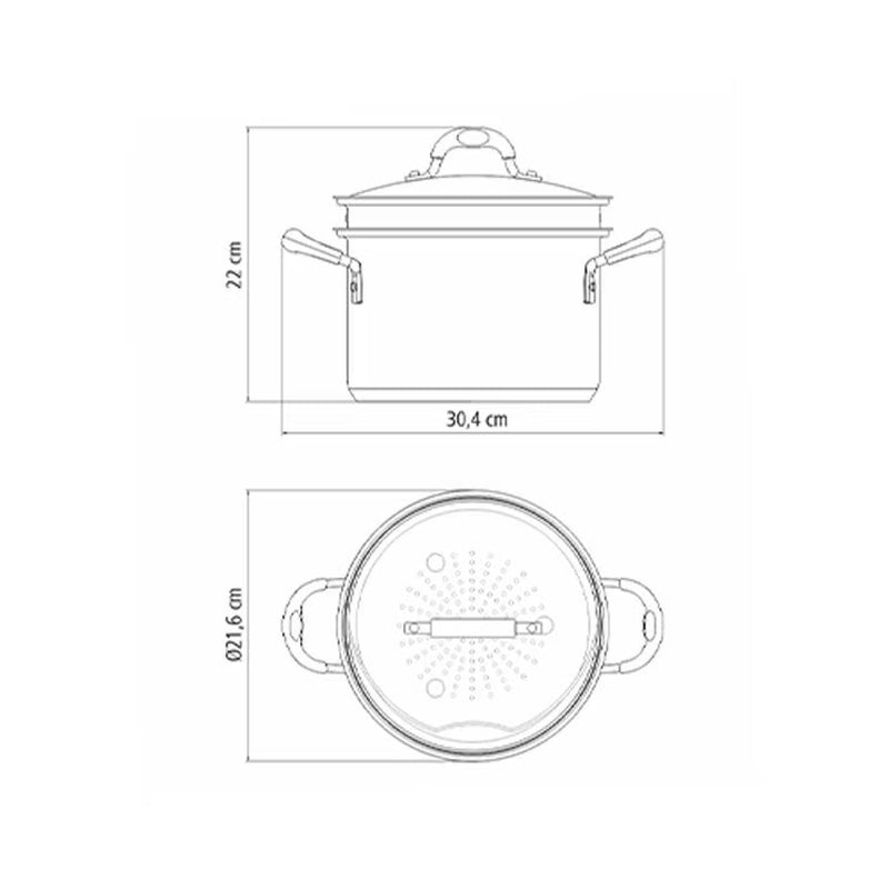 Tramontina Stainless Steel Steamer Set, 20Cm / 3.4L