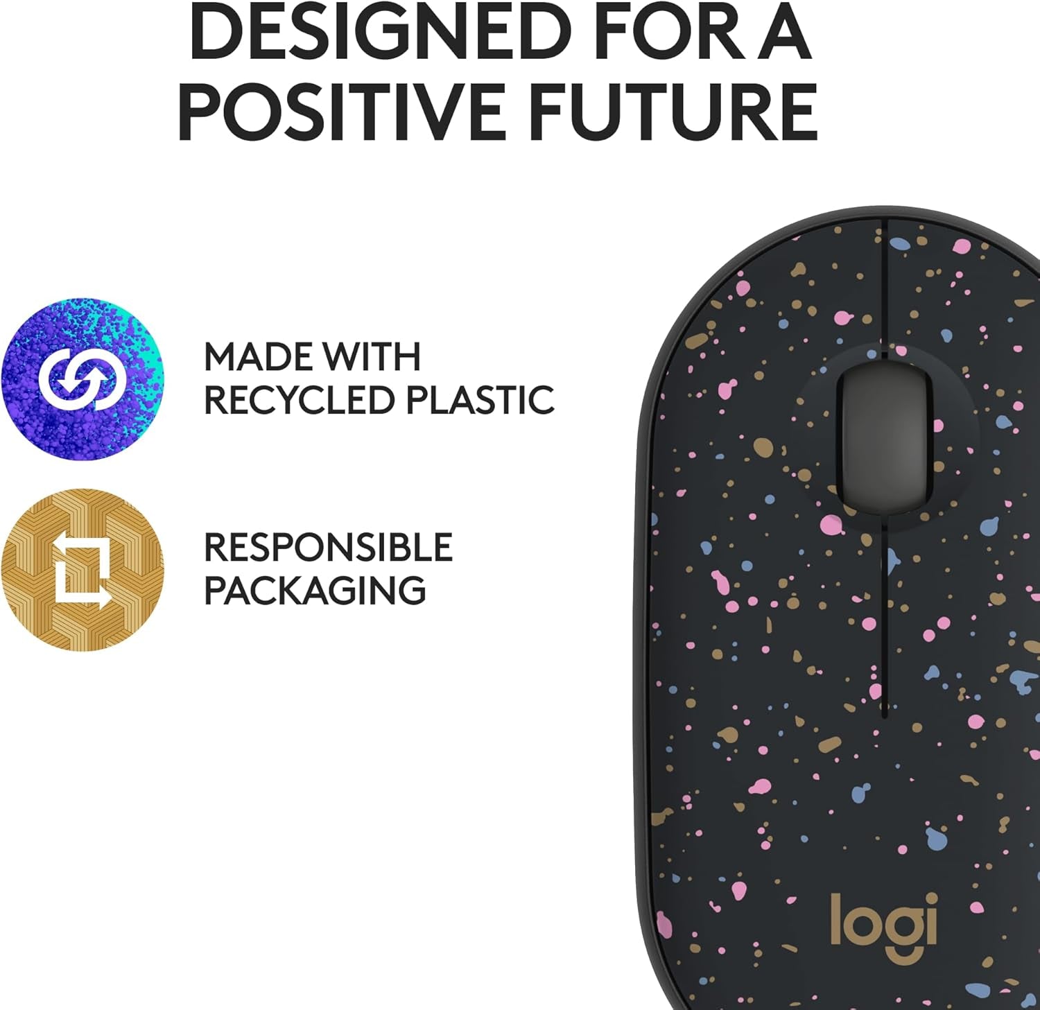 Logitech M340 Wireless Mouse with Limited Edition Prints, USB Receiver and Silent Clicks, Portable Wireless Mouse for Laptop, PC, Windows, Chrome, Surface – Speckles