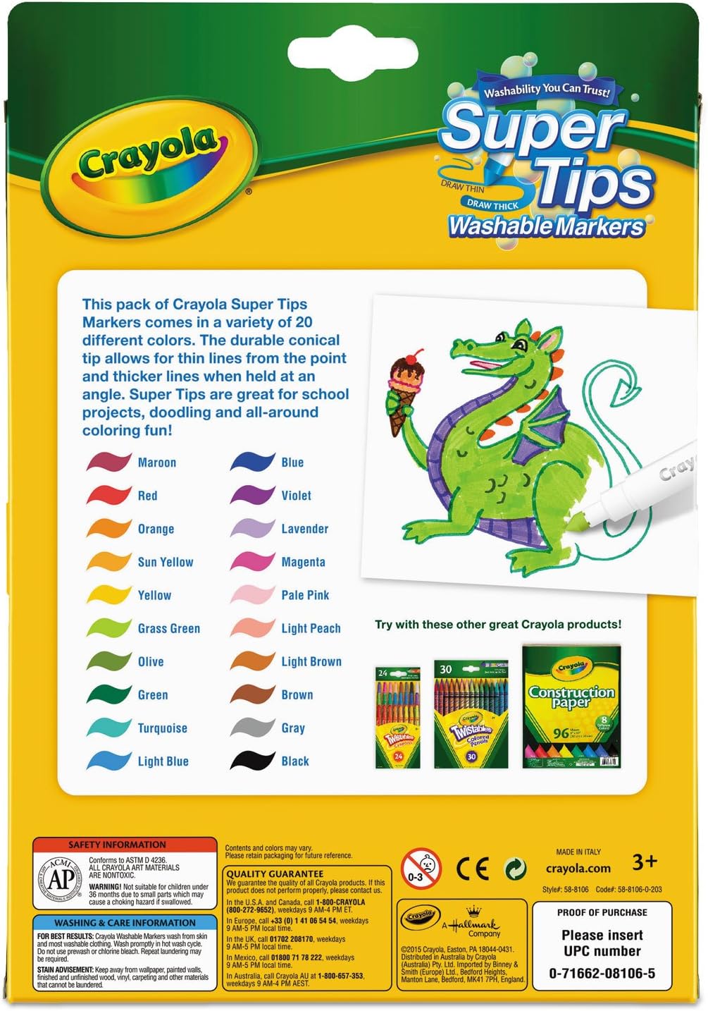 Crayola Super Tips Markers School Supplies 20-Colours image 2