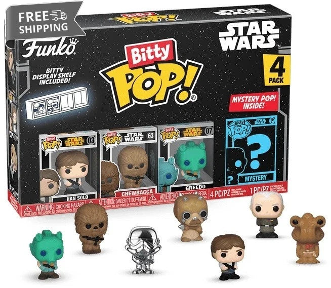 Funko Bitty POP! Star Wars 4-Pack – Han Solo, Chewbacca, Greedo + Mystery image 0