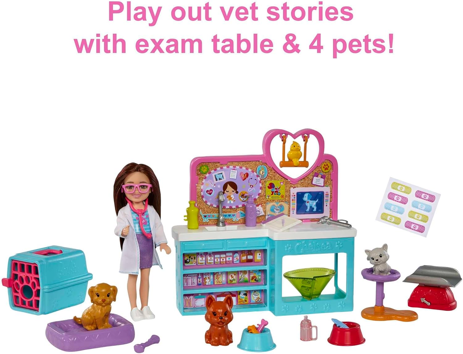 Barbie Chelsea Doll and Accessories Pet Vet Playset with Doll & 4 Animals image 3