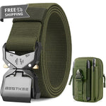 BESTKEE Men's Tactical Belt - Heavy Duty Military Style With Molle Pouch - Green image 0