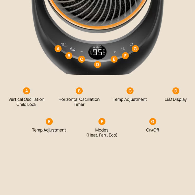 DREO Ceramic Whole Room Heater & Cooling Fan 2000W, DR-HSH015