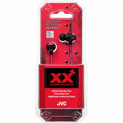 JVC HA-FX101 In-Ear Headphones | Lightweight | Pink