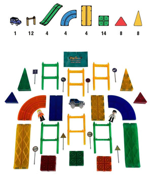 Mag-Genius Magnetic Building Block Tiles Car Racing 55 Piece Set image 1