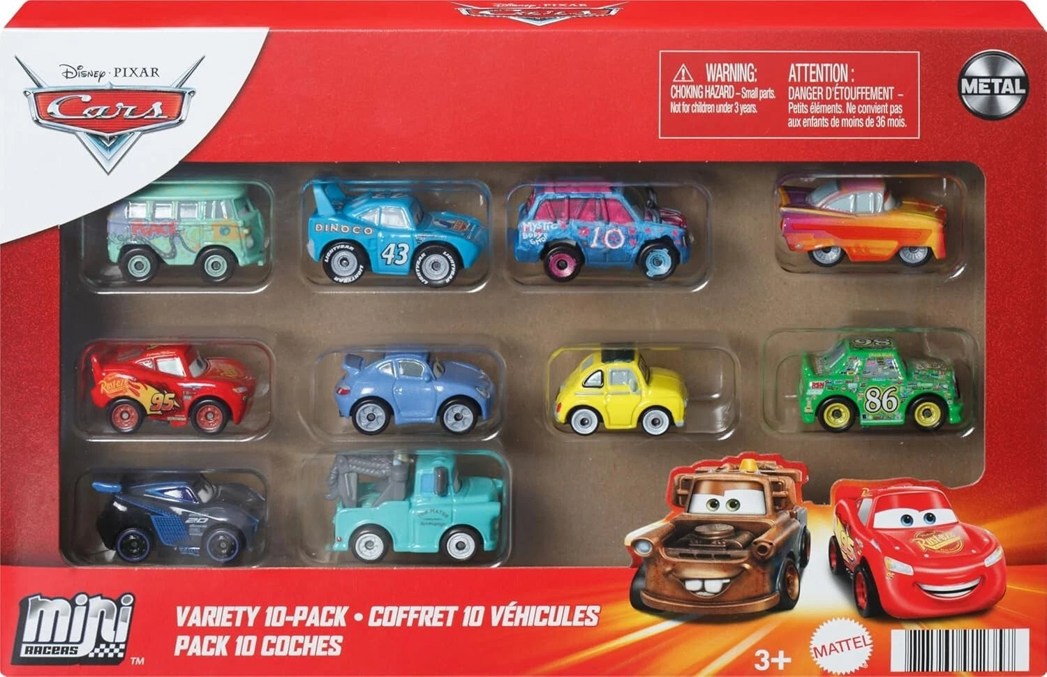 Mattel Disney & Pixar Cars Die Cast Mini Racers 10 Pack, Styles May Vary image 0