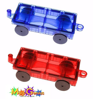 Mag-Genius Tiles Car Truck Train Set Red/Blue image 1