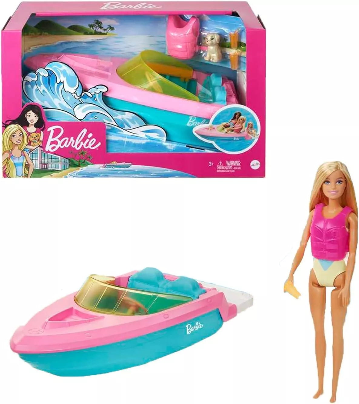 Barbie Doll & Toy Boat Playset with Pet Puppy & Accessories image 0
