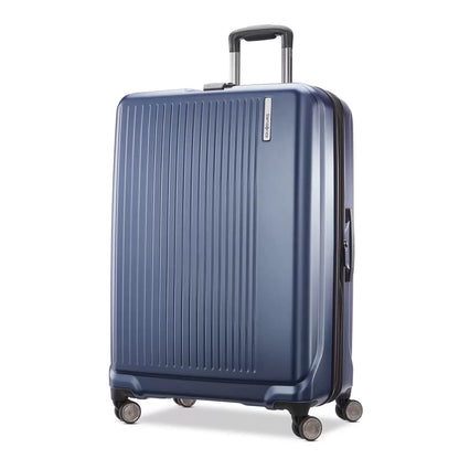 Blue suitcase with a ribbed texture Samsonite 