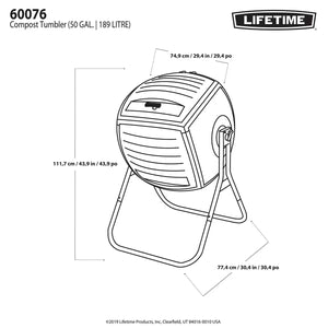 Lifetime 189 Litre (50 Gallon) Single Composter - Model 60076