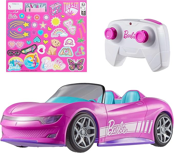 Hot Wheels Barbie Pink Convertible RC Car – Fits Two Dolls image 0