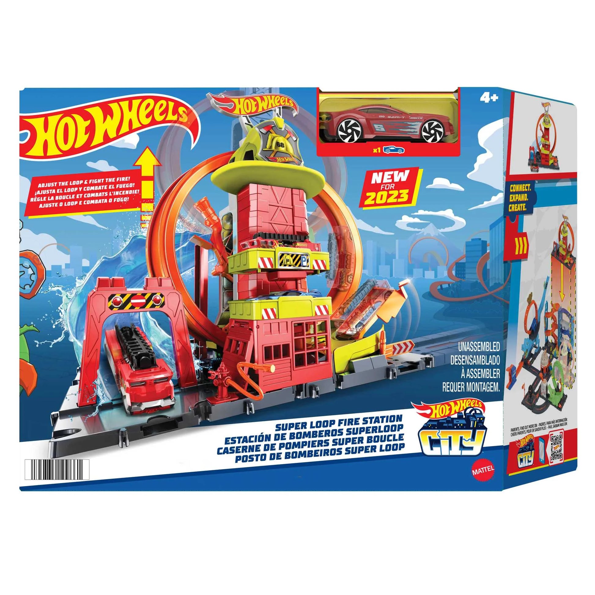Hot Wheels City Toy Car Track Set, Super Loop Fire Station &  Firetruck image 0