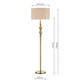 Lampadaire Madrid en laiton antique avec abat-jour en imitation soie