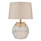 Lampe de table double Sonia en laiton et argent avec abat-jour taupe