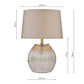Lampe de table double Sonia en laiton et argent avec abat-jour taupe