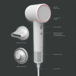 Aircraft Airmotion AIRHD1-W High Speed Ionic Hair Dryer with Heat Control in Snow White
