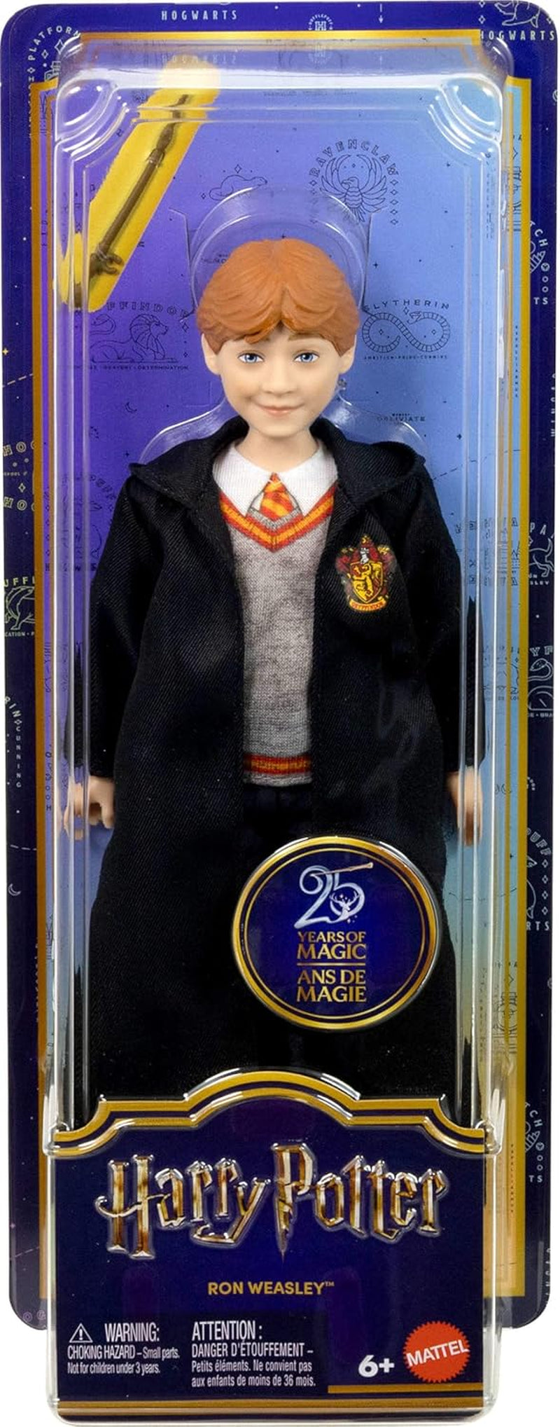 Harry Potter Toys, Ron Weasley Fashion Doll in Removable Signature Hogwarts Uniform with Wand Accessory, Inspired by the Movie, JGM20