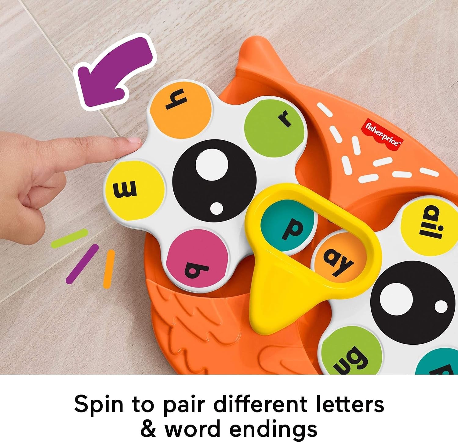 Preschool Learning Toy Spin ‘N Rhyme Fidget Spinner, Owl-Themed Early Reading Activity for Kids Ages 3+ Years