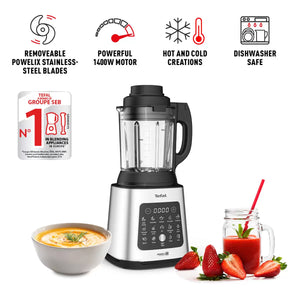 Blender et robot culinaire 2 en 1 Tefal Perfectmix avec lames amovibles et panier vapeur