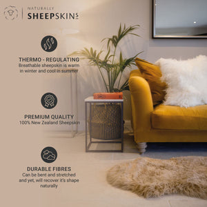 Naturally Sheepskins Long Wool Quad Rug, 180 X 110 Cm in Ivory