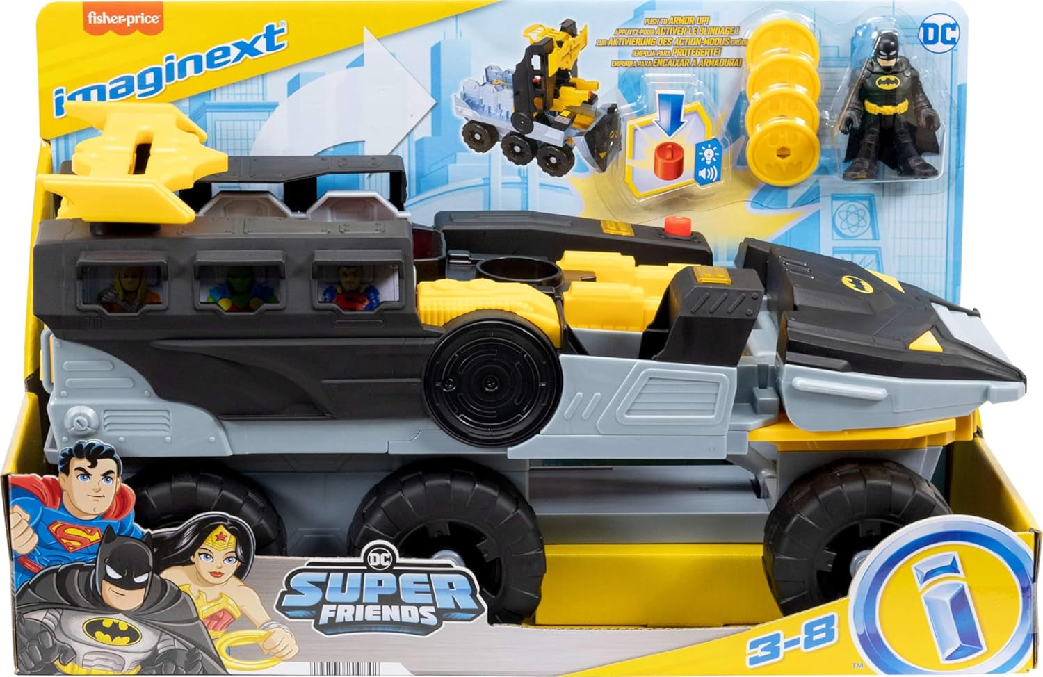 Imaginext DC Super Friends Batman Toy Transforming Bat-Tank with Lights Sounds & Figure for Pretend Play Kids Ages 3+ Years