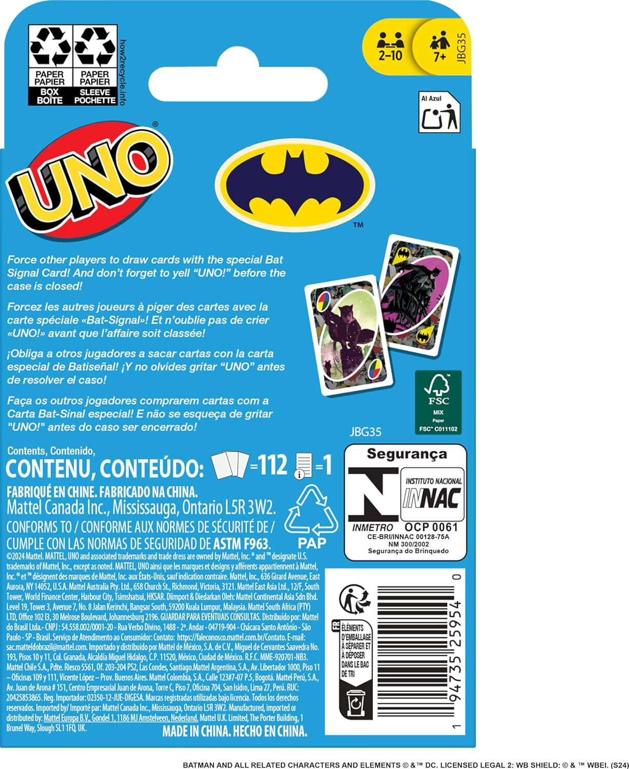 UNO Batman Card Game for Kids, Adults & Family with Collectible Deck & Special Rule Inspired by Batman Comics