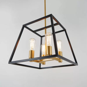 Lustre carré Artika Carter noir et or (ampoules non incluses)