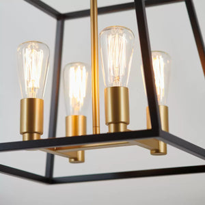 Artika Carter Square Black and Gold Chandelier Light (Without Bulbs)