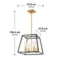 Lustre carré Artika Carter noir et or (ampoules non incluses)