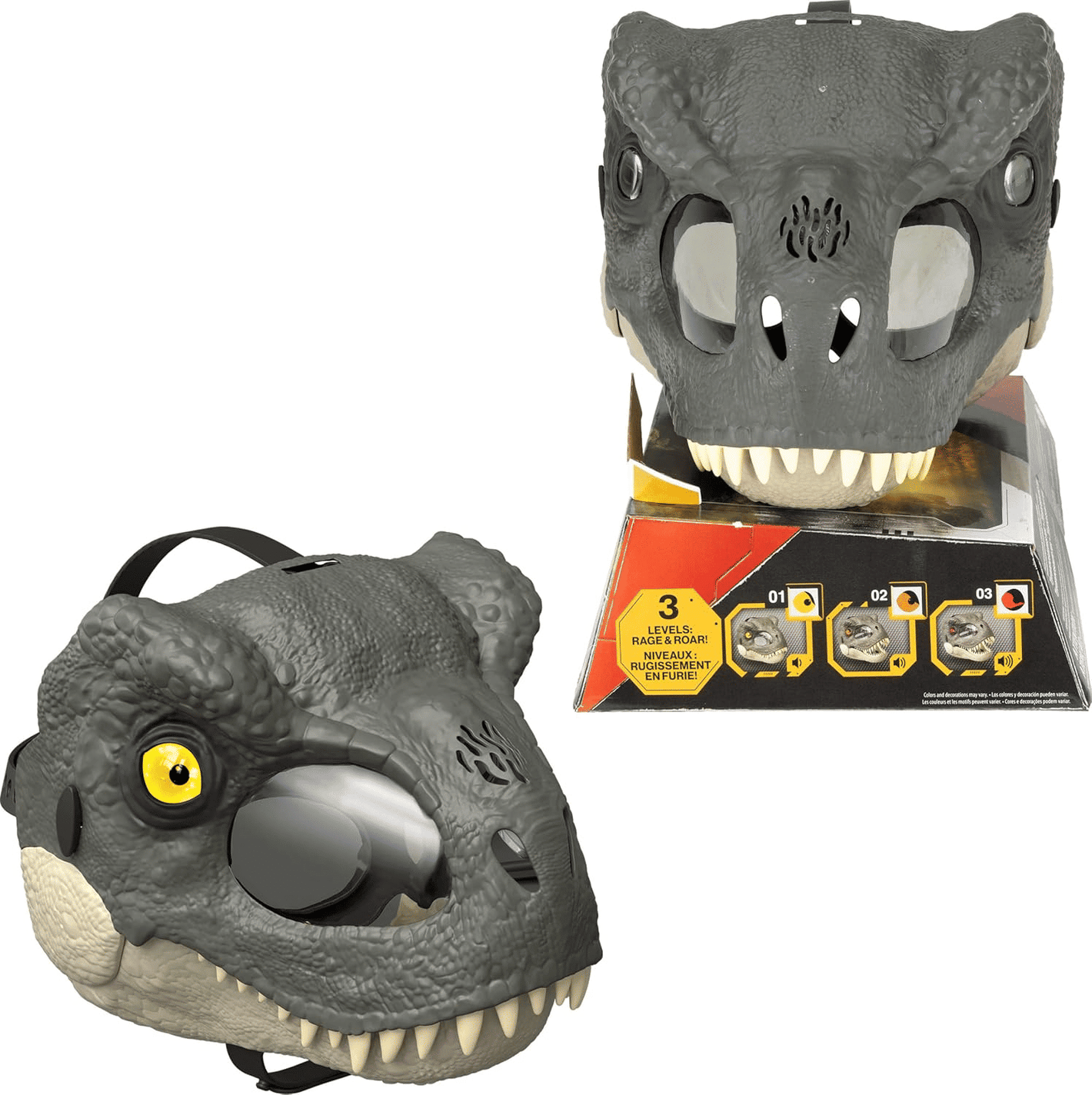 Mattel Jurassic World Rebirth T-Rex Rage Roar Mask with LED Eyes image 0