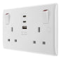 Pack de prises doubles Masterplug 13A avec interrupteur et chargeur USB Type C