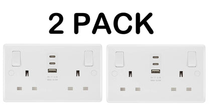 Masterplug Double 13A Switched Socket with USB Type C Charger Pack image 0
