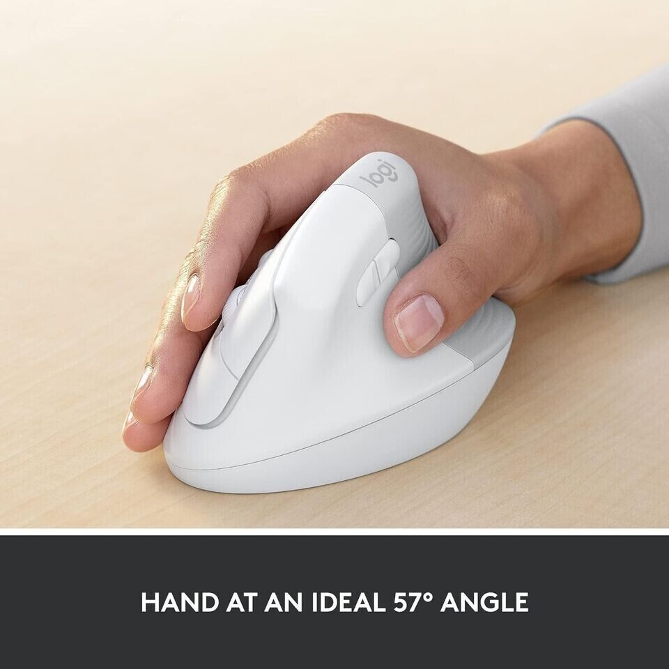 Logitech Lift for Business, Vertical Ergonomic Mouse Bluetooth Off White image 1