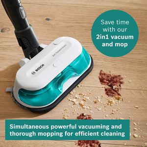 Bosch CS71HYGGB Unlimited 7 Aqua Cordless Vacuum Cleaner & Mop in White & Turquoise