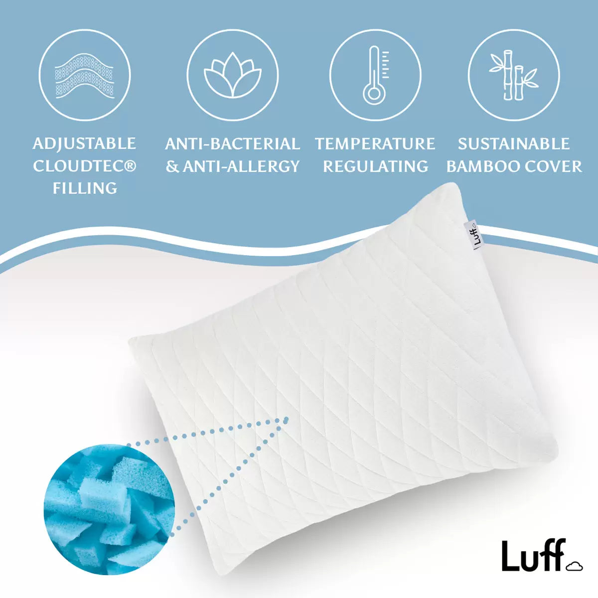 Zen Luff Luff Height Adjustable Prestige Bamboo Pillow