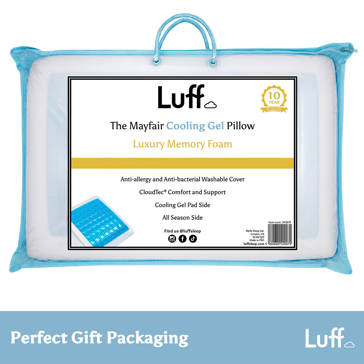 Luff Mayfair Cooling Gel Memory Foam Pillow image 1