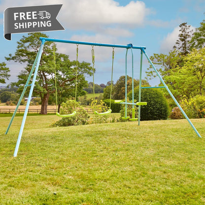 TP Triple Metal Swing Set with Glider Swing Seat image 0