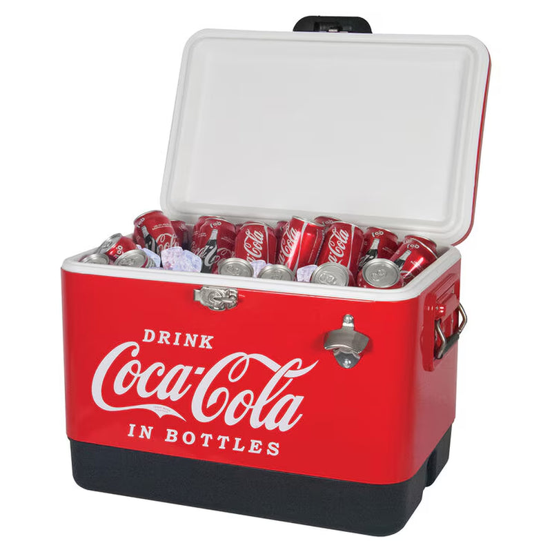 Coca-Cola 51L Stainless Steel Ice Chest with Bottle Opener 85 Can