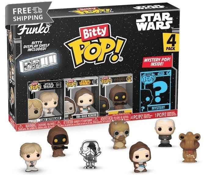Funko Bitty POP! Star Wars 4-Pack – Luke, Obi-Wan, Jawa + Mystery Mini image 0