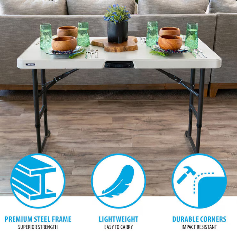 Lifetime 4Ft Adjustable Height Nesting Commercial Grade Table