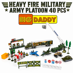 Big Daddy Heavy Fire Military Army Platoon Playset | Vehicles, Tanks & Fighter Jets  | 40+ Pieces
