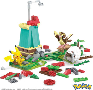 MEGA Pokémon Building Toys Set, Countryside Windmill with 240 Pieces, Motion and 3 Poseable Action Figures, for Kids, HKT21
