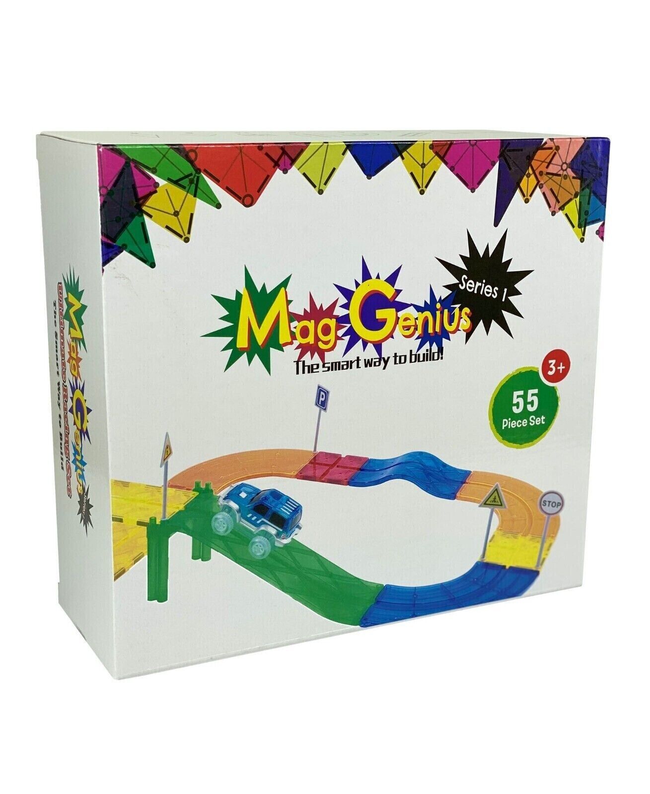 Mag-Genius Magnetic Building Block Tiles Car Racing 55 Piece Set image 3