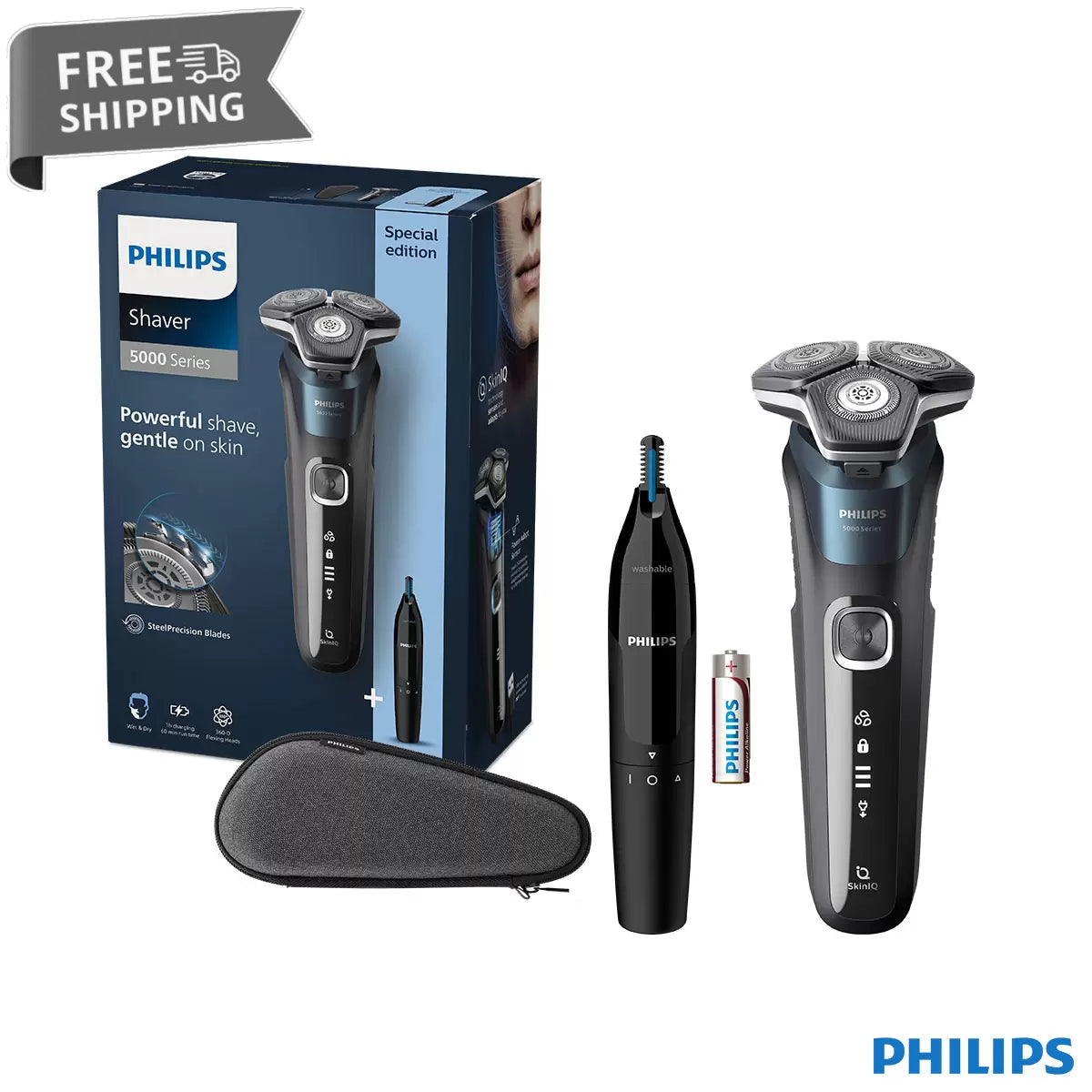 Philips Series 5000 Wet & Dry Electric Shaver with Nose Trimmer image 0