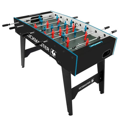 Kickmaster 4ft Quick Fold Football Table | Concave Pitch | Spring-Loaded Rods | 2 Balls Included | Black