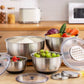 MIU Stainless Steel Mixing Bowls with Lids, 8 Piece Set, with 3 Grater Attachments