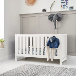 Tutti Bambini Tivoli 4-Piece Nursery Set | Cot Bed, Sprung Mattress, Chest Changer & Wardrobe | White